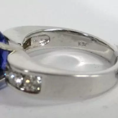 US$ 1,700.00 Tanzanite Ring 18K White gold Channel diamond AAA Natural 4.12ct